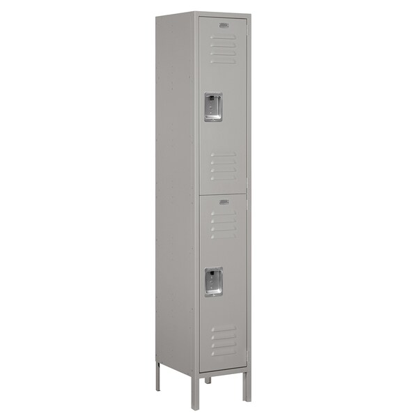 Salsbury Industries Wardrobe Locker, 15" W, 15" D, 78" H, (1) Wide, (2) Openings, Gray 52165GY-A